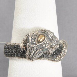 NWT JAI Sterling Silver & 14K Croco Pave Gemstone Band Ring Size 7